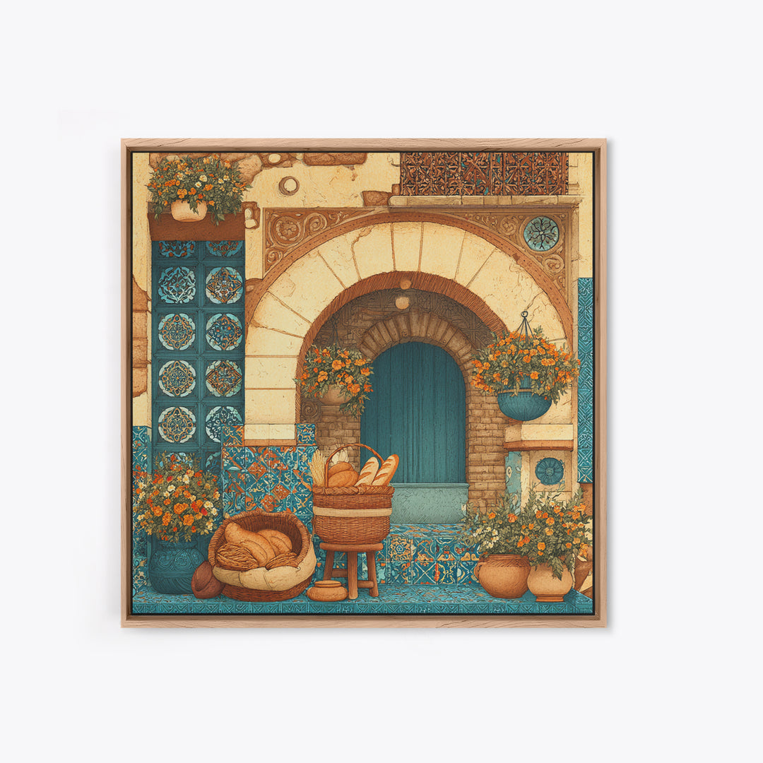 French Market Basket Framed Canvas Print, French Country Art, Above Bed Art, Farmhouse Decor, Fine Art, Country, FCA-1x1-79
