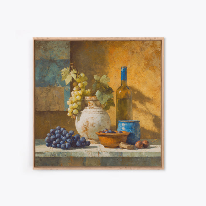 Grapes and Wine Still Life Canvas Print, French Country Art, Digital Download Art, Farmhouse Decor, Fine Art, Country, FCA-1x1-81