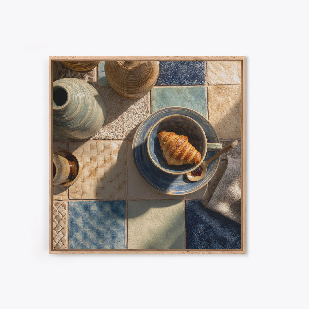 Caf Au Lait Bowl Canvas Print, French Country Art, French Country, Farmhouse Decor, Oil Painting, Country, Statement Artwork, FCA-1x1-82