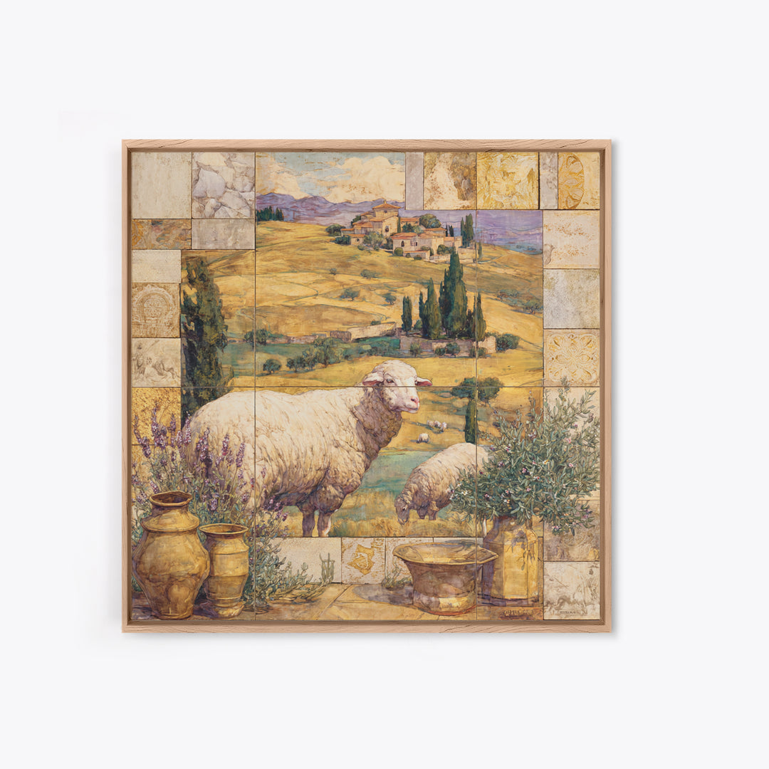 Pastoral Sheep in Rolling Countryside Canvas Print, French Country Art, Farmhouse Wall Art, Farmhouse Decor, Fine Art, Country, FCA-1x1-86