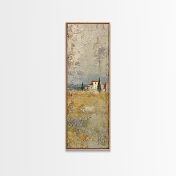 Lavender Field with Distant Stone Farmhouse Canvas Print, French Country Art, Landscape Painting, Farmhouse Decor, Country, FCA-1x3-13