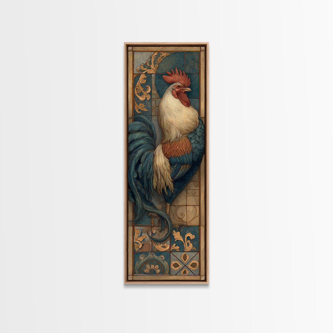 Rooster Portrait in Rustic French Palette Canvas Print, French Country Art, Botanical Prints, Farmhouse Decor, Country, FCA-1x3-14