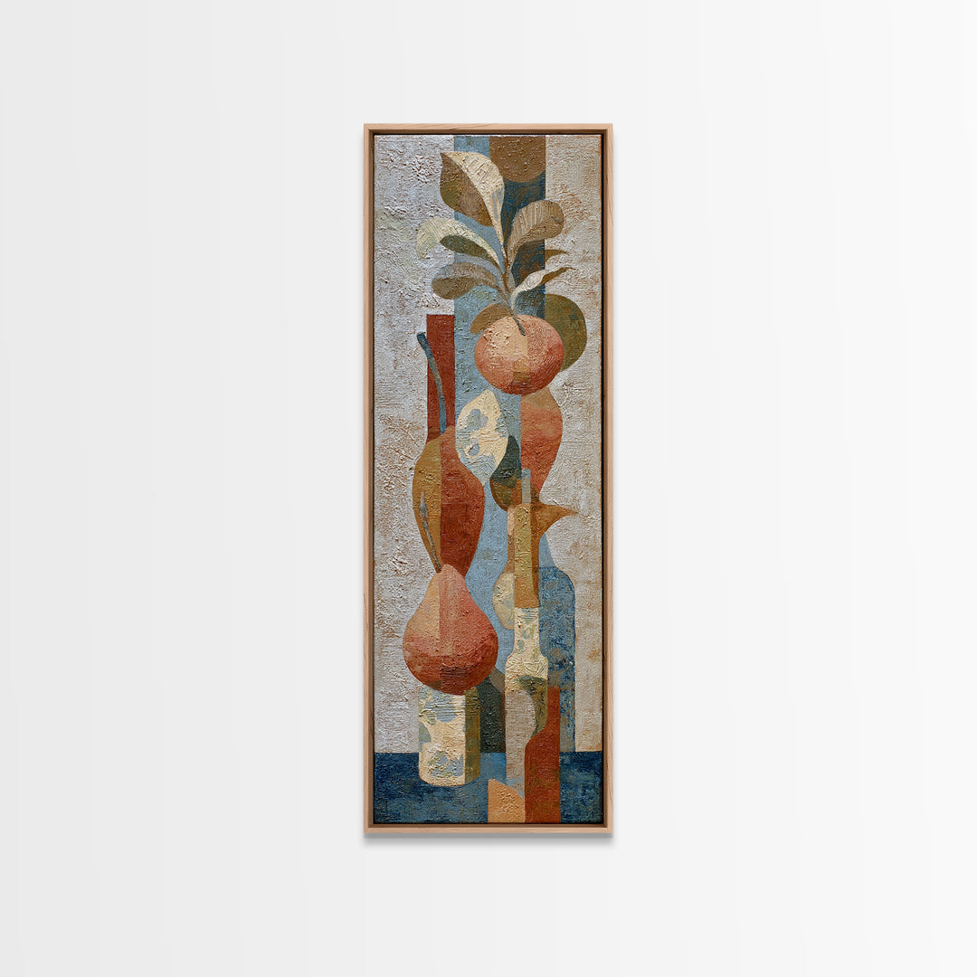 Pear Still Life on Linen Tablecloth Canvas Print, French Country Art, Landscape Painting, Farmhouse Decor, Abstract Art, FCA-1x3-16