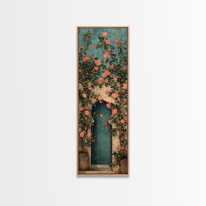 Rustic Door Covered Framed Canvas Print, French Country Art, Floral Wall Art, Farmhouse Decor, Fine Art, Country, Gallery Decor, FCA-1x3-29