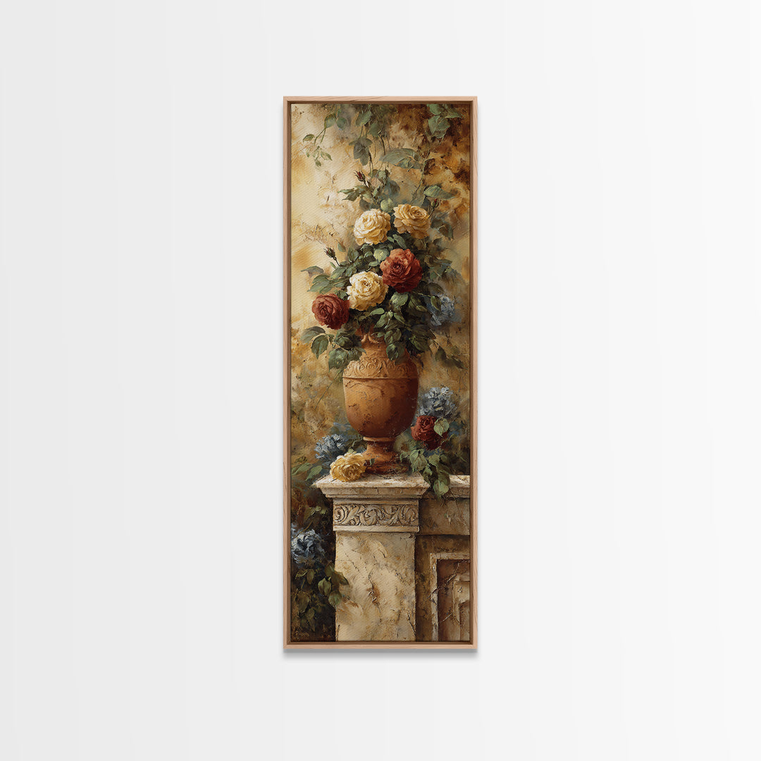 Ch Teau Garden Urn Framed Canvas Print, French Country Art, Above Bed Art, Farmhouse Decor, Fine Art, Country, FCA-1x3-31