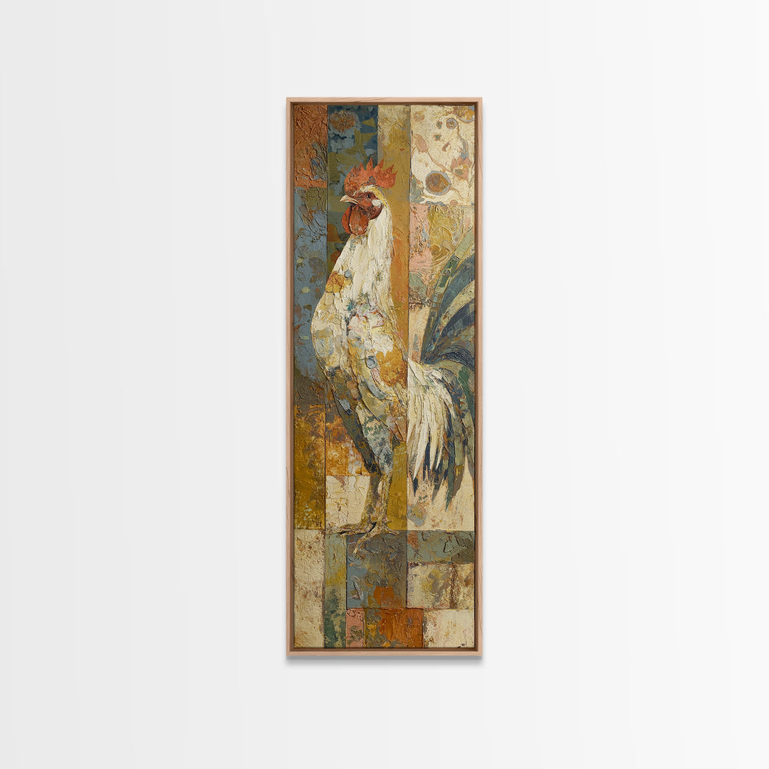 Rooster Portrait in Rustic French Palette Canvas Print, French Country Art, Botanical Prints, Farmhouse Decor, Country, FCA-1x3-38