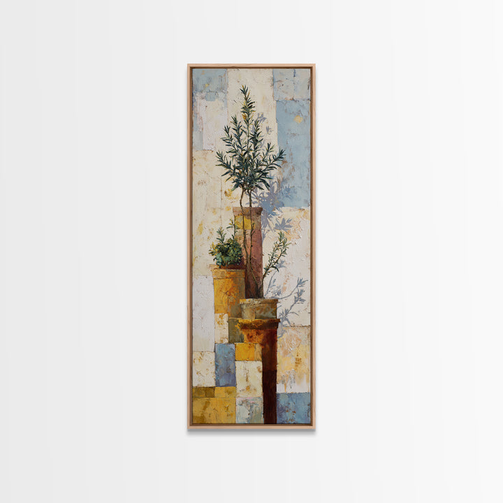 Terra Cotta Pots Framed Canvas Print, French Country Art, Neutral Decor, Farmhouse Decor, Fine Art, Country, Wall Art, FCA-1x3-47