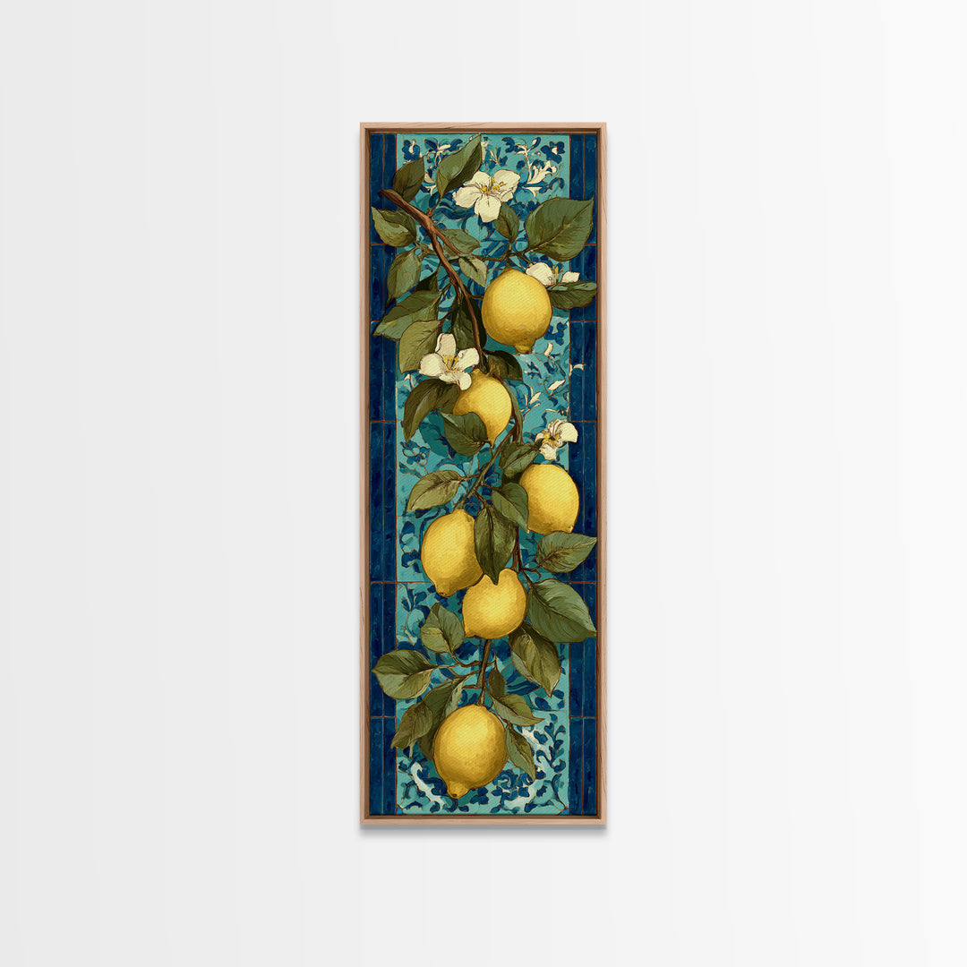 Aged Botanical Plate of Lemons and Leaves Canvas Print, French Country Art, Digital Download Art, Farmhouse Decor, Country, FCA-1x3-48