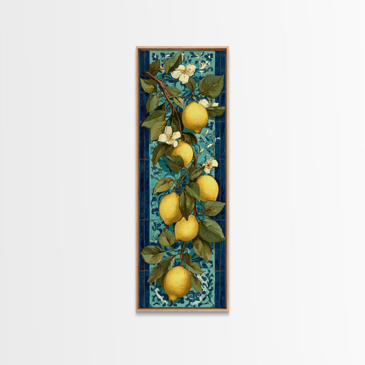 Aged Botanical Plate of Lemons and Leaves Canvas Print, French Country Art, Digital Download Art, Farmhouse Decor, Country, FCA-1x3-48