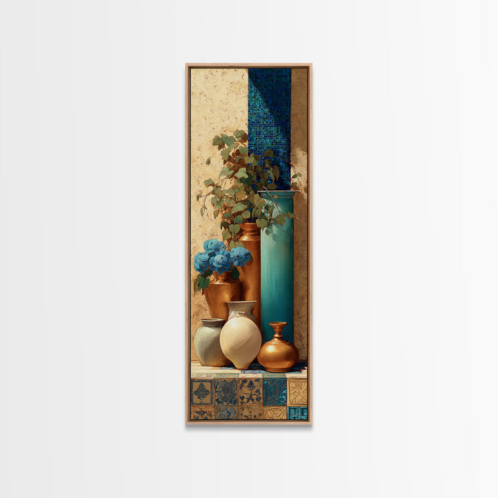Antique Copper Pot and Flowers Still Life Canvas Print, French Country Art, Gallery Decor, Farmhouse Decor, Fine Art, Country, FCA-1x3-60