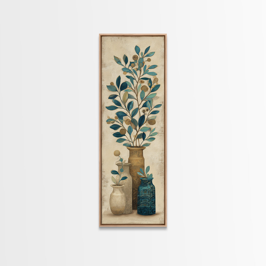 Olive Branch Wreath on Cream Ground Canvas Print, French Country Art, Landscape Painting, Farmhouse Decor, Fine Art, Country, FCA-1x3-82
