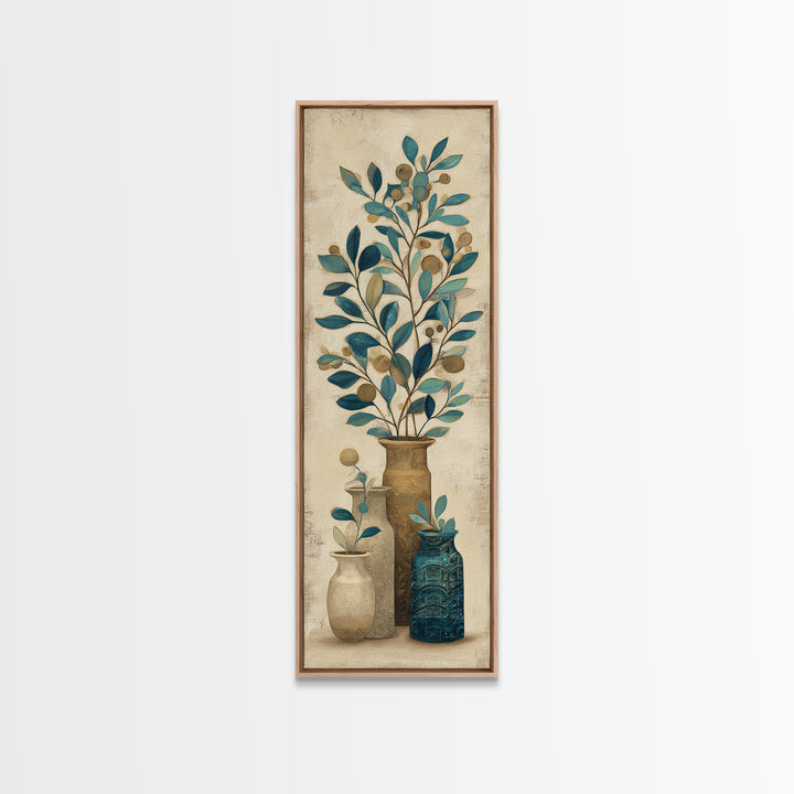 Olive Branch Wreath on Cream Ground Canvas Print, French Country Art, Landscape Painting, Farmhouse Decor, Fine Art, Country, FCA-1x3-82