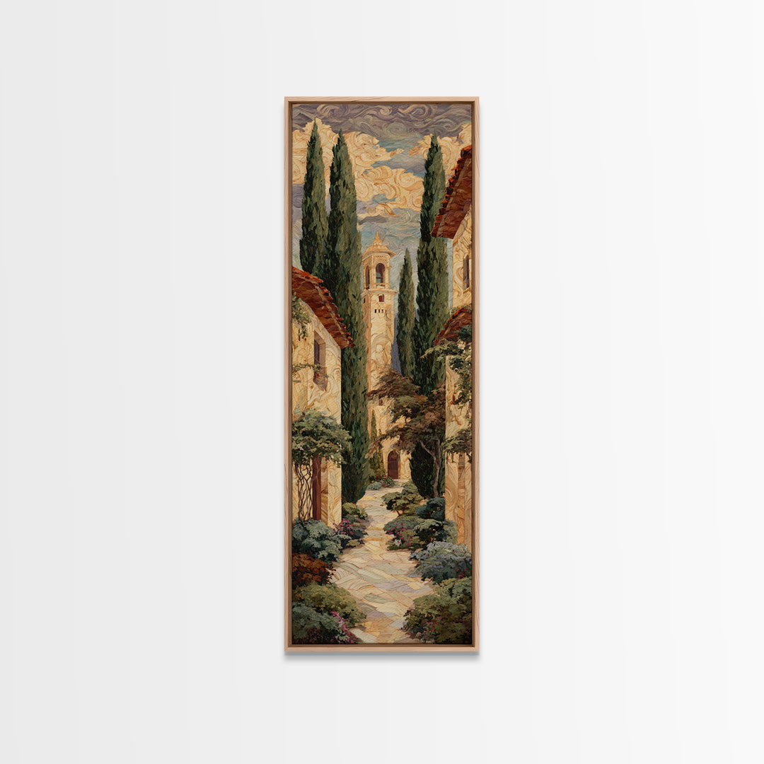 Country Lane Lined Framed Canvas Print, French Country Art, Textured Painting, Farmhouse Decor, Abstract Art, Country, FCA-1x3-83