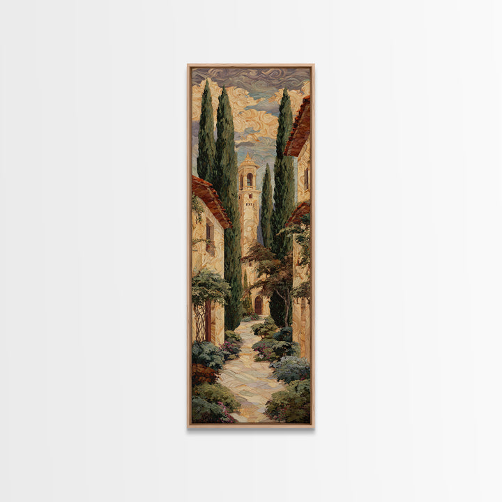 Country Lane Lined Framed Canvas Print, French Country Art, Textured Painting, Farmhouse Decor, Abstract Art, Country, FCA-1x3-83
