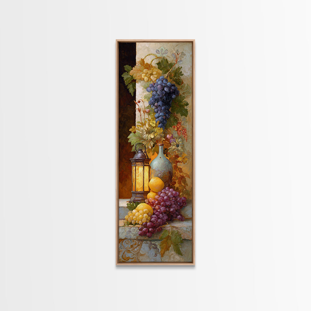 Grapes and Wine Still Life Canvas Print, French Country Art, Digital Download Art, Farmhouse Decor, Fine Art, Country, FCA-1x3-93