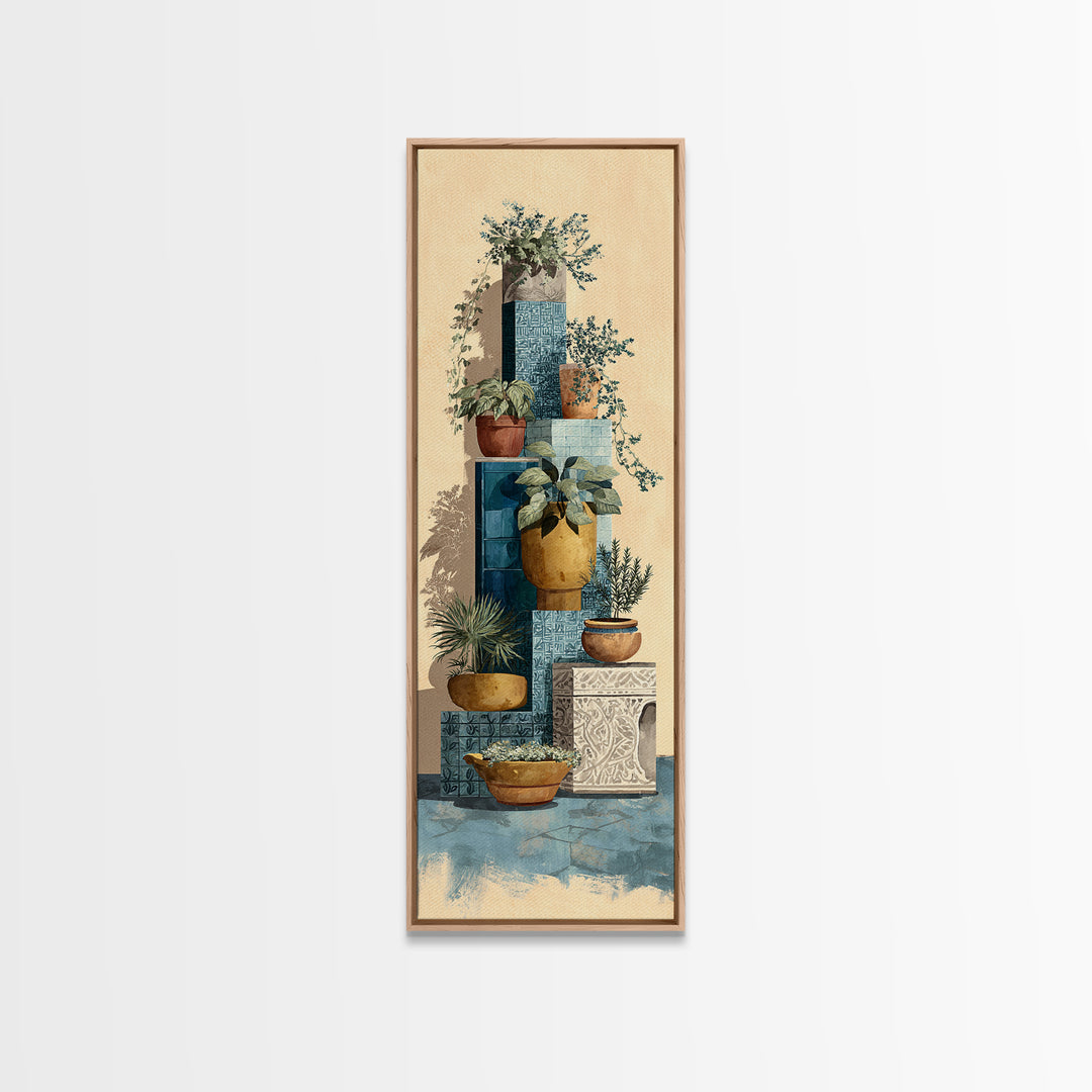 Terra Cotta Pots Canvas Print, French Country Art, Original Painting, Farmhouse Decor, Fine Art, Country, Coastal Wall Art, FCA-1x3-95