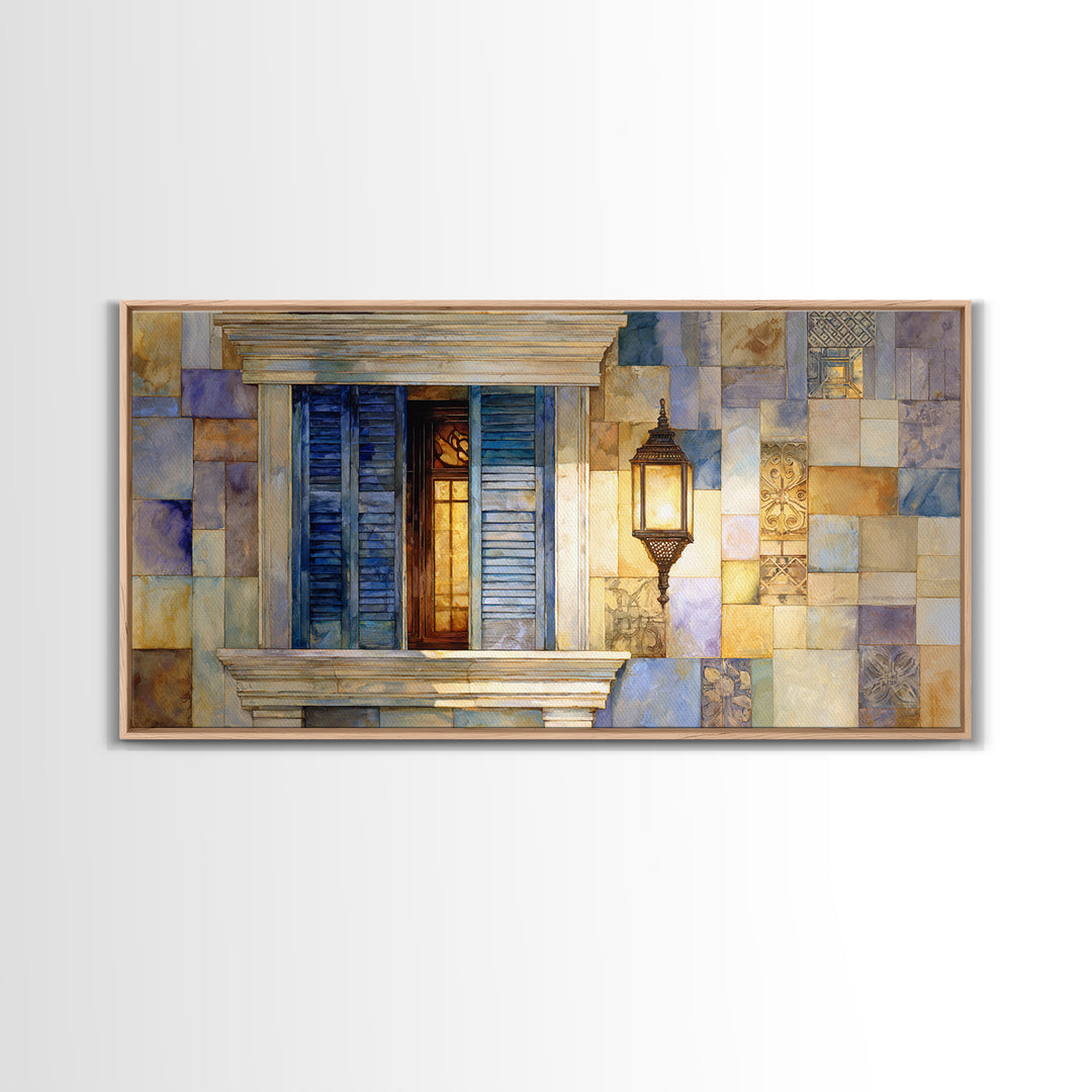 Weathered Window with Blue Shutters Canvas Print, French Country Art, Gallery Decor, Farmhouse Decor, Fine Art, Country, FCA-2x1-17