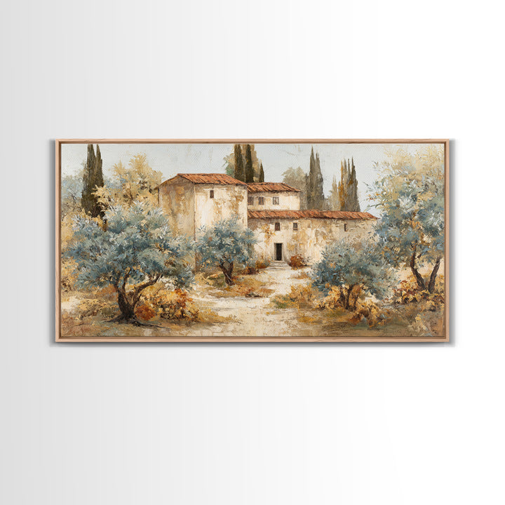 Sunlit Provence Olive Grove Framed Canvas Print, French Country Art, Neutral Decor, Farmhouse Decor, Fine Art, Country, FCA-2x1-25