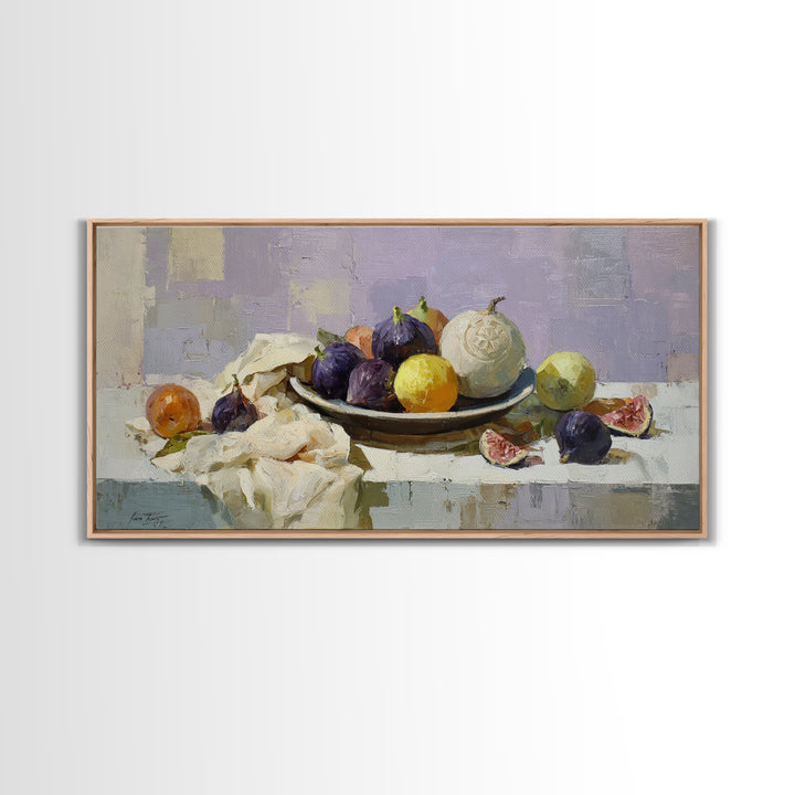 Figs on Ceramic Plate Canvas Print, French Country Art, Minimalist Decor, Farmhouse Decor, Abstract Art, Country, FCA-2x1-36