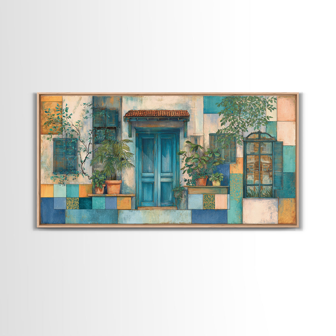 Weathered Window with Blue Shutters Canvas Print, French Country Art, Gallery Decor, Farmhouse Decor, Fine Art, Country, FCA-2x1-41