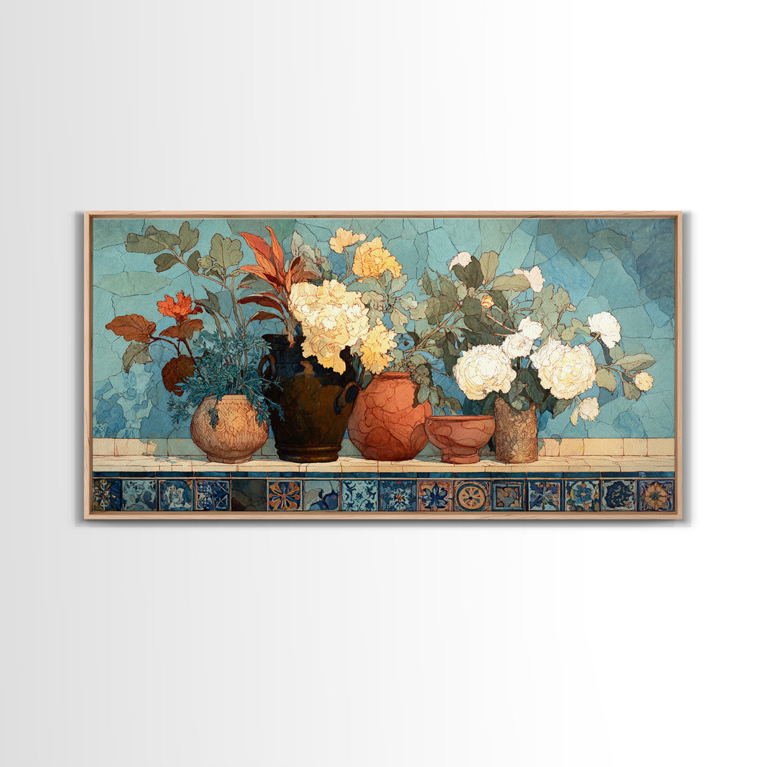 Antique Copper Pot and Flowers Still Life Canvas Print, French Country Art, Art Print, Farmhouse Decor, Fine Art, Country, FCA-2x1-44
