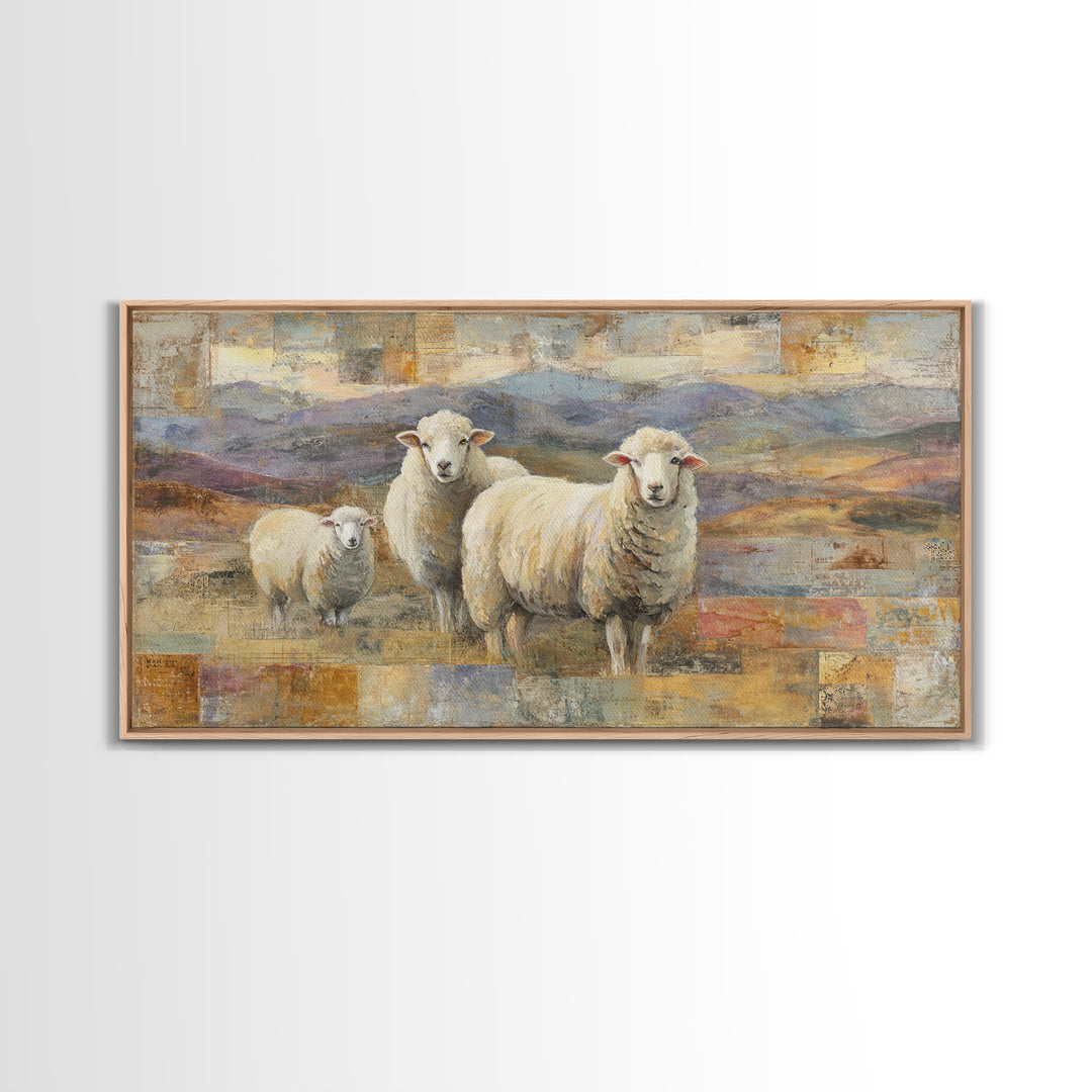 Pastoral Sheep in Rolling Countryside Canvas Print, French Country Art, Statement Artwork, Farmhouse Decor, Fine Art, Country, FCA-2x1-58