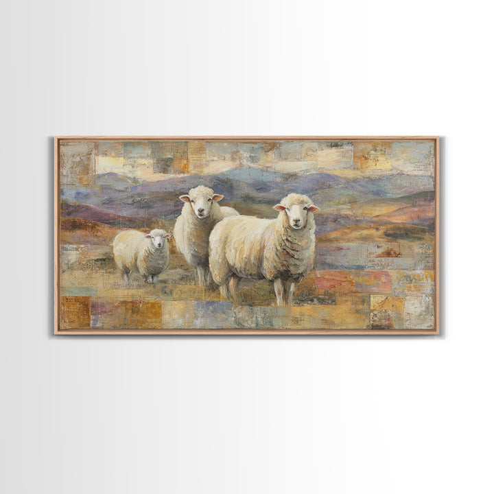 Pastoral Sheep in Rolling Countryside Canvas Print, French Country Art, Statement Artwork, Farmhouse Decor, Fine Art, Country, FCA-2x1-58