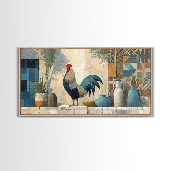 Rooster Portrait in Rustic French Palette Canvas Print, French Country Art, Luxury Decor, Farmhouse Decor, Fine Art, Country, FCA-2x1-70
