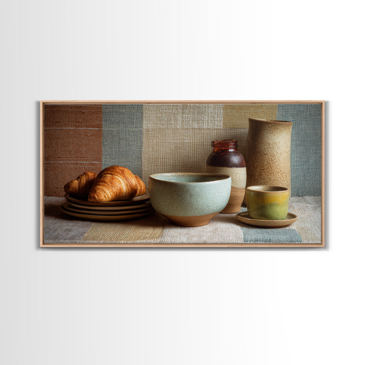 Caf Au Lait Bowl Canvas Print, French Country Art, Fine Art Print, Farmhouse Decor, Fine Art, Country, Digital Prints, FCA-2x1-78