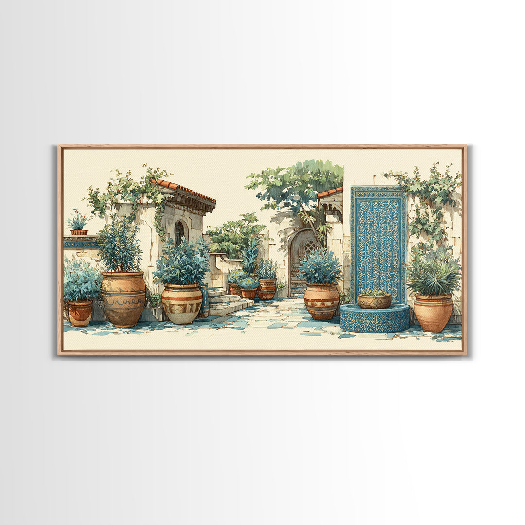Terra Cotta Pots Framed Canvas Print, French Country Art, Floral Wall Art, Farmhouse Decor, Fine Art, Country, Gallery Decor, FCA-2x1-79