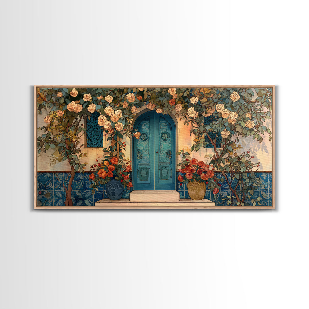 Rustic Door Covered Framed Canvas Print, French Country Art, Textured Painting, Farmhouse Decor, Country, Home Decor Gift, FCA-2x1-85