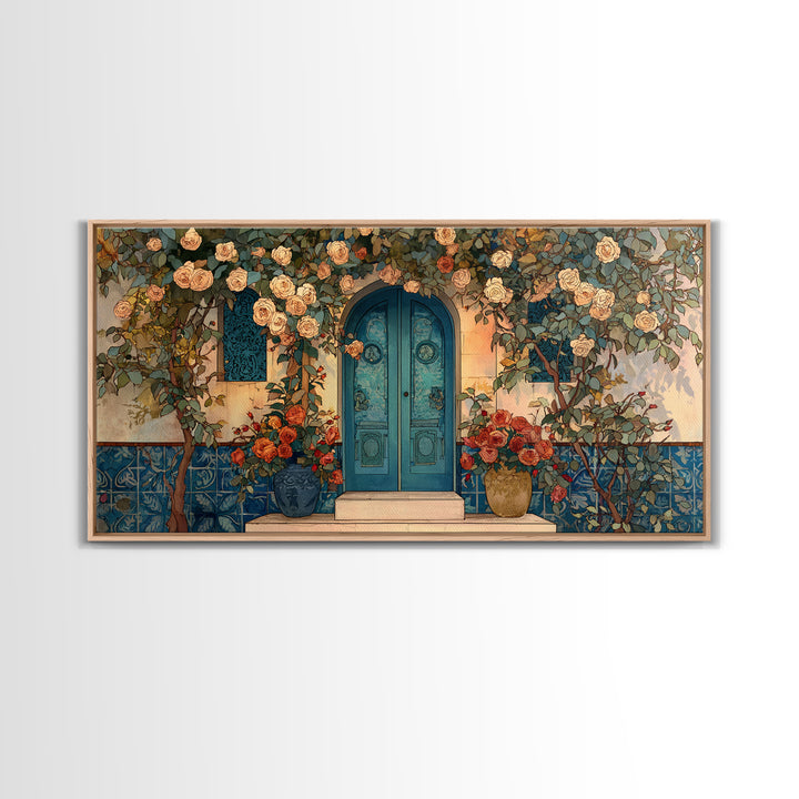 Rustic Door Covered Framed Canvas Print, French Country Art, Textured Painting, Farmhouse Decor, Country, Home Decor Gift, FCA-2x1-85