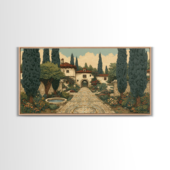 Country Lane Lined Framed Canvas Print, French Country Art, Contemporary Art, Farmhouse Decor, Abstract Art, Country, FCA-2x1-91