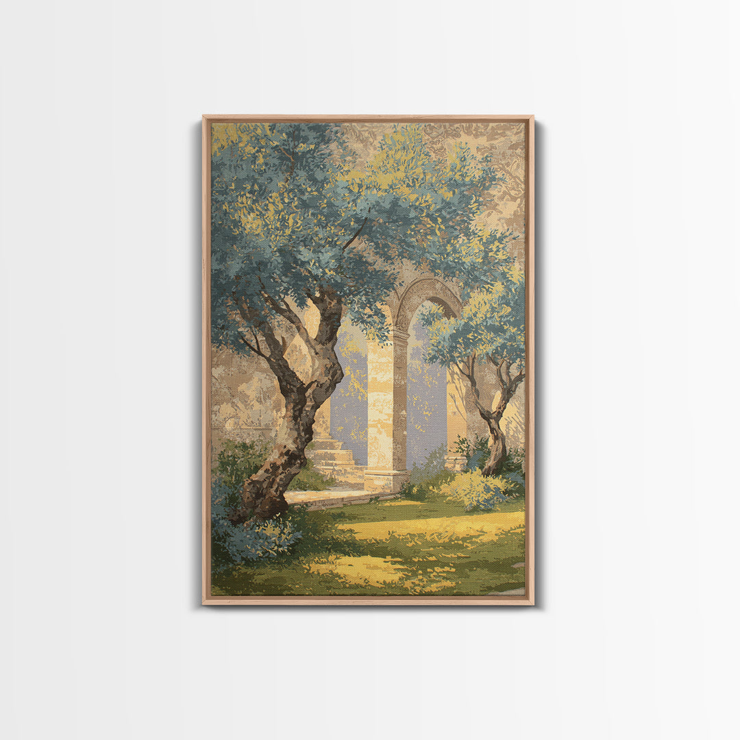 Sunlit Provence Olive Grove Framed Canvas Print, French Country Art, Neutral Decor, Farmhouse Decor, Fine Art, Country, FCA-2x3-37