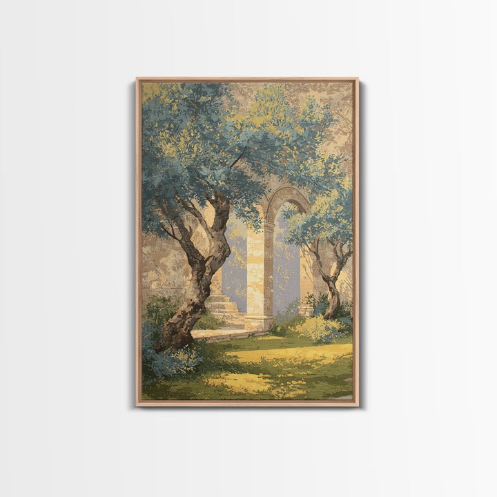 Sunlit Provence Olive Grove Framed Canvas Print, French Country Art, Neutral Decor, Farmhouse Decor, Fine Art, Country, FCA-2x3-37