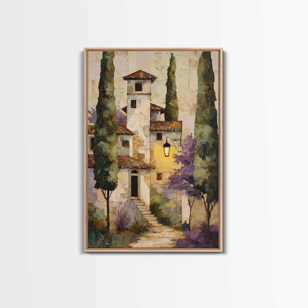 Country Lane Lined Framed Canvas Print, French Country Art, Floral Wall Art, Farmhouse Decor, Fine Art, Country, Gallery Decor, FCA-2x3-55