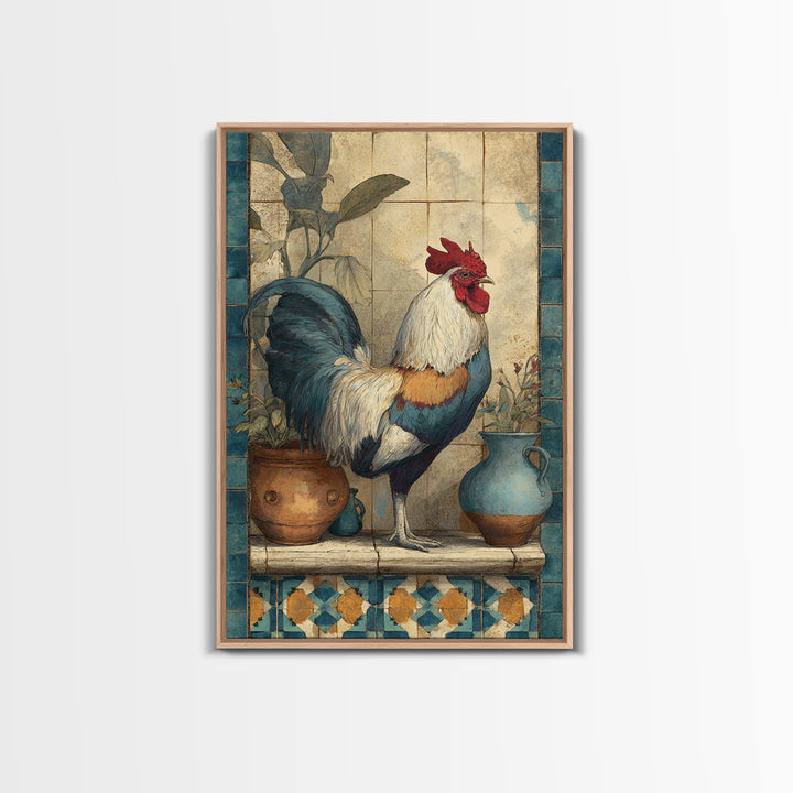 Rooster Portrait in Rustic French Palette Canvas Print, French Country Art, Luxury Decor, Farmhouse Decor, Fine Art, Country, FCA-2x3-58