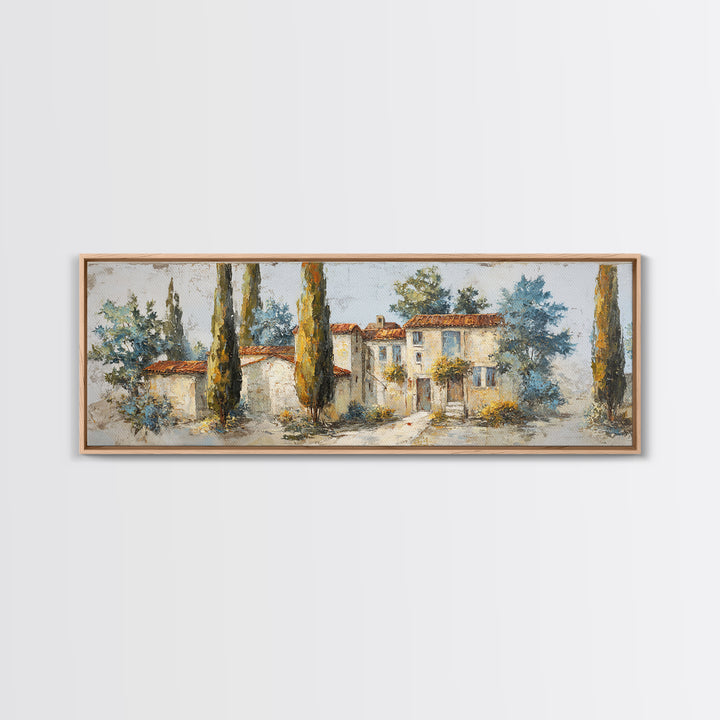 Country Lane Lined Framed Canvas Print, French Country Art, Eclectic Wall Art, Farmhouse Decor, Fine Art, Country, Modern Decor, FCA-3x1-15