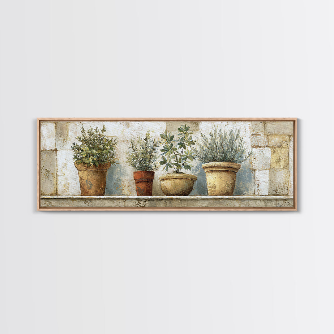 Terra Cotta Pots Canvas Print, French Country Art, Farmhouse Wall Art, Farmhouse Decor, Fine Art, Country, Boho Decor, FCA-3x1-3