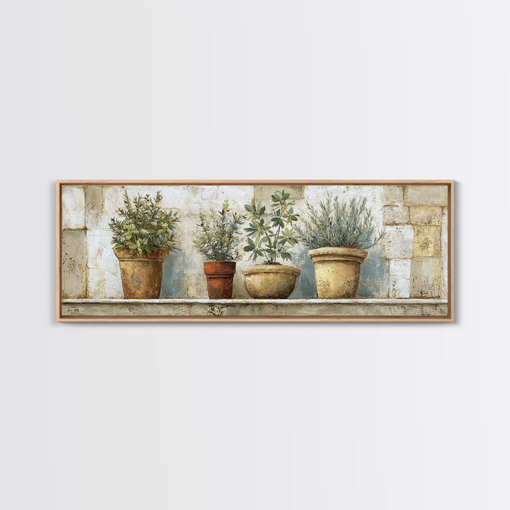 Terra Cotta Pots Canvas Print, French Country Art, Farmhouse Wall Art, Farmhouse Decor, Fine Art, Country, Boho Decor, FCA-3x1-3