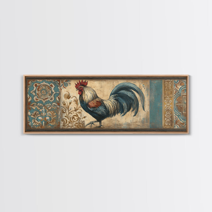 Rooster Portrait in Rustic French Palette Canvas Print, French Country Art, Farmhouse Decor, Oil Painting, Country, FCA-3x1-42