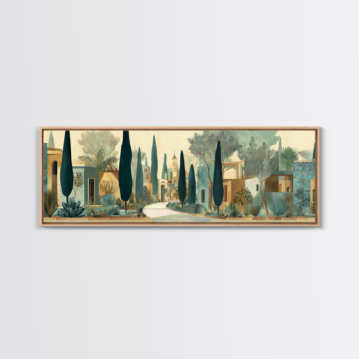 Country Lane Lined Framed Canvas Print, French Country Art, Neutral Decor, Farmhouse Decor, Abstract Art, Country, Wall Art, FCA-3x1-63