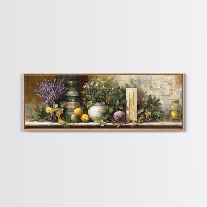 Farmhouse Kitchen Herbs Tied Framed Canvas Print, French Country Art, Digital Wall Art, Farmhouse Decor, Fine Art, Country, FCA-3x1-77