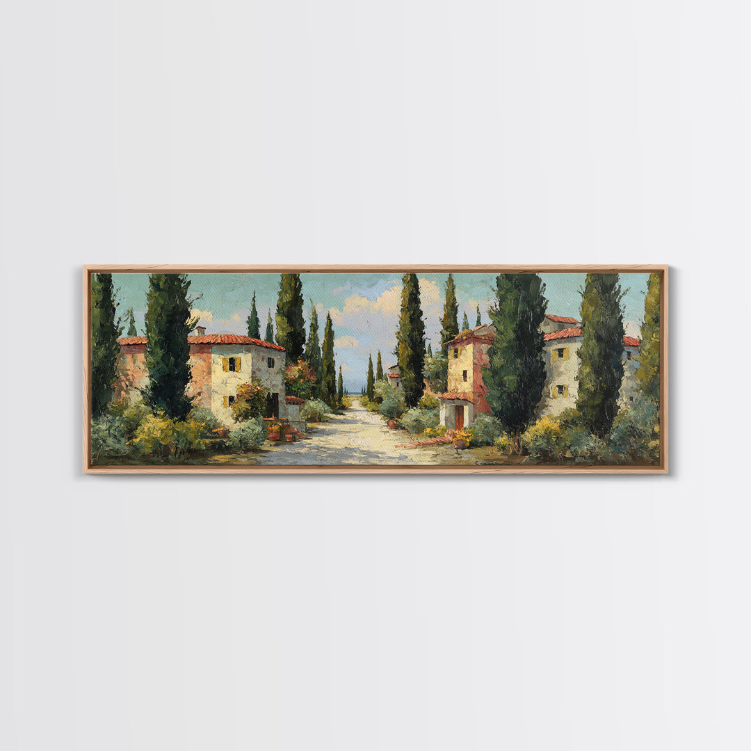 Country Lane Lined Framed Canvas Print, French Country Art, Contemporary Art, Farmhouse Decor, Abstract Art, Country, FCA-3x1-87
