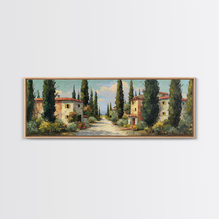 Country Lane Lined Framed Canvas Print, French Country Art, Contemporary Art, Farmhouse Decor, Abstract Art, Country, FCA-3x1-87
