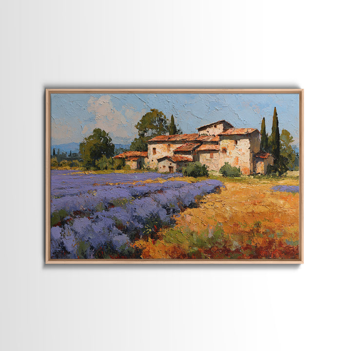 Lavender Field with Distant Stone Farmhouse Canvas Print, French Country Art, Printable Art, Farmhouse Decor, Fine Art, Country, FCA-3x2-29