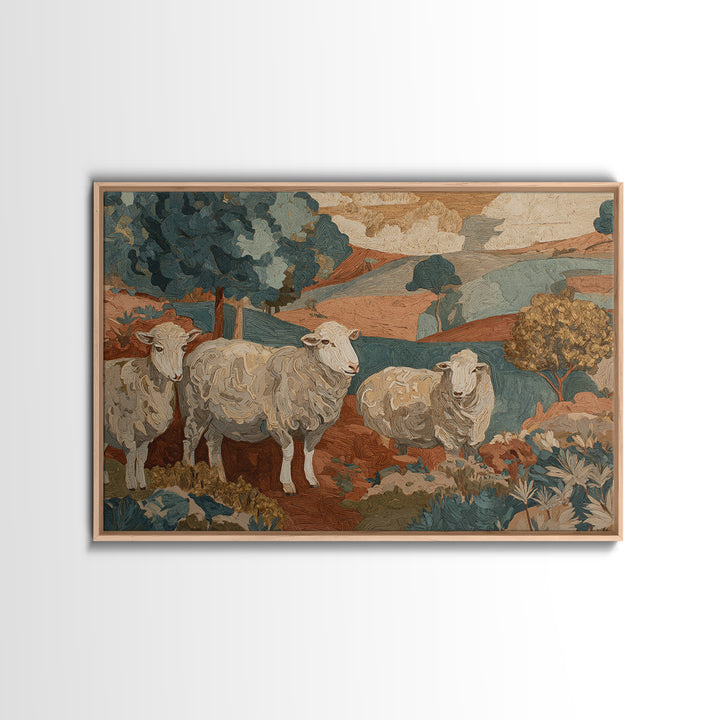 Pastoral Sheep in Rolling Countryside Canvas Print, French Country Art, Digital Prints, Farmhouse Decor, Fine Art, Country, FCA-3x2-42