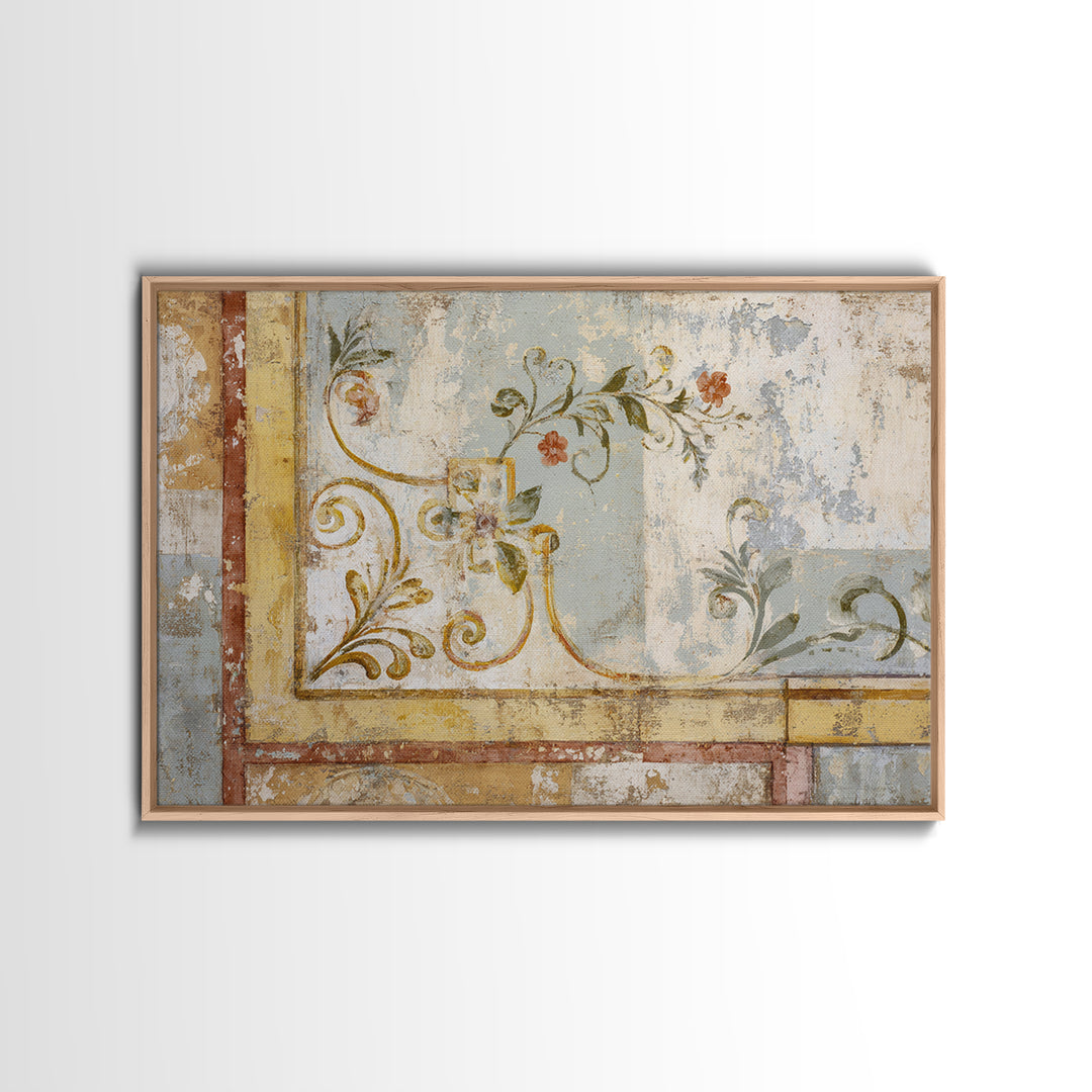 French Script Flourishes Without Readable Text Framed Canvas Print, French Country Art, Digital Art, Farmhouse Decor, Country, FCA-3x2-46