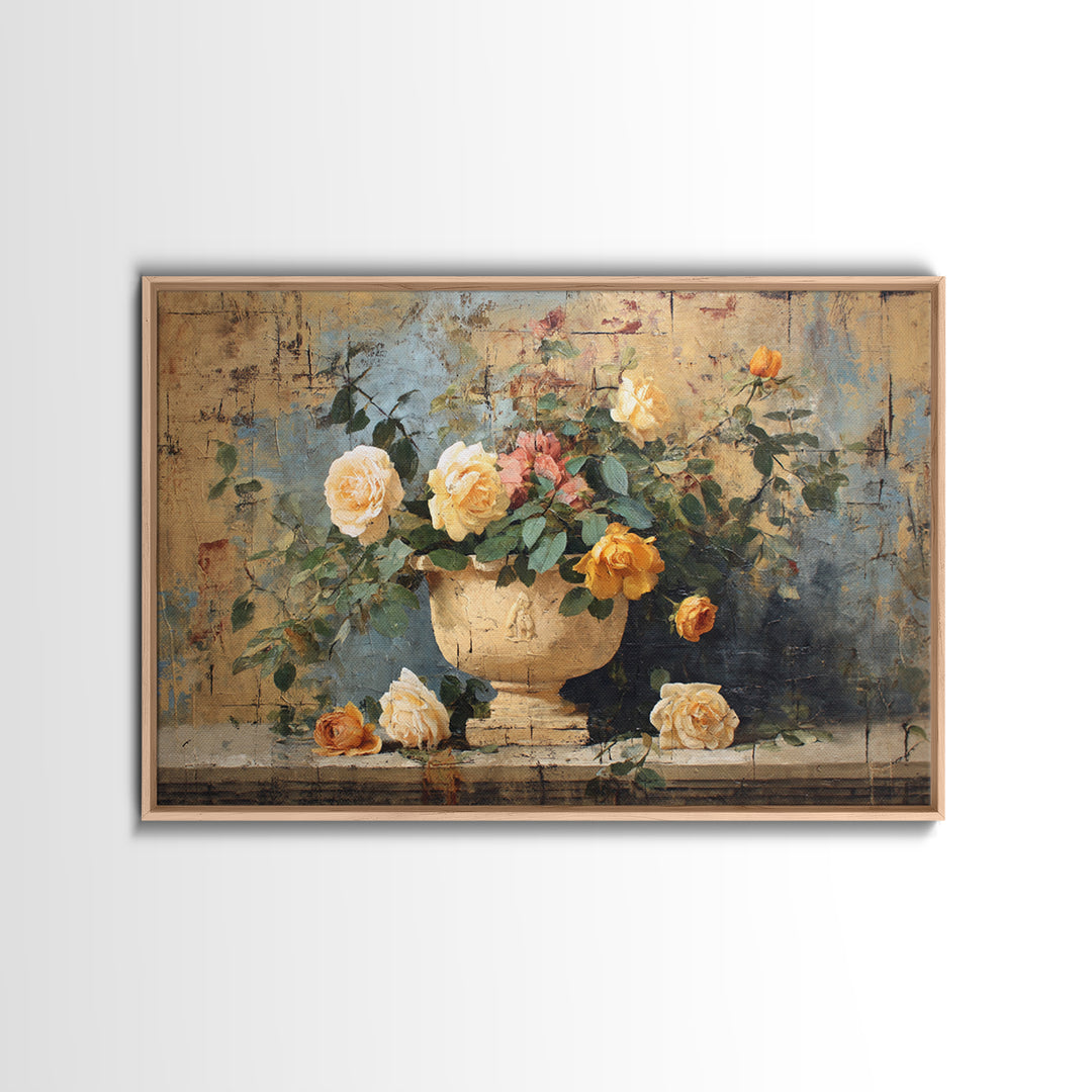 Ch Teau Garden Urn Framed Canvas Print, French Country Art, Digital Art Prints, Farmhouse Decor, Fine Art, Country, Home Decor, FCA-3x2-47