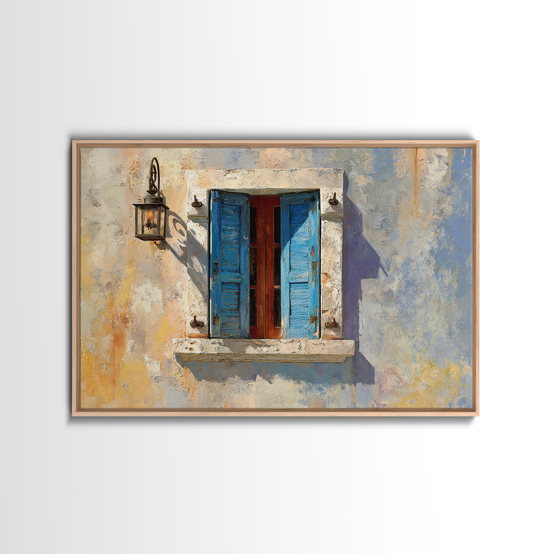 Weathered Window with Blue Shutters Canvas Print, French Country Art, Home Decor Gift, Farmhouse Decor, Fine Art, Country, FCA-3x2-49